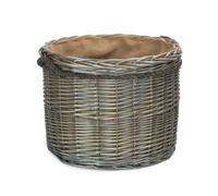 Red Hamper Medium Antique Wash Round Storage Log Basket in Light Brown Red Hamper Light Brown