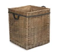 Red Hamper Medium Antique Wash Square Storage Log Basket in Light Brown Red Hamper Light Brown