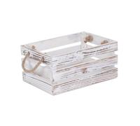 Red Hamper Medium Distressed White Rope Handled Crate, Brown