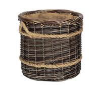 Red Hamper Medium Round Hessian Lined Heritage Rope Lined Log Basket