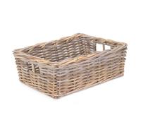 Red Hamper Medium Shallow Kubu Grey Rattan Rectangular Basket, Wicker