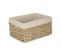 Red Hamper Medium Thatch Grass Woven Storage Basket With White Cotton Lining