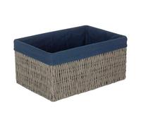 Red Hamper Navy Blue Paper Rope Storage Basket With Navy Blue Cotton Lining