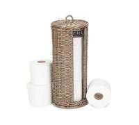 Open Round Rattan 3 Toilet Roll Holder Red Hamper Natural One Size