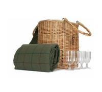 Red Hamper Oval Green Tweed Fitted Cool Bag Drinks Picnic Basket - Green - Small