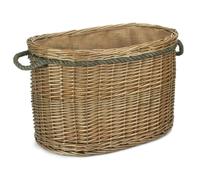 Red Hamper Oval Rope Handled Wicker Log Basket - Brown - Large