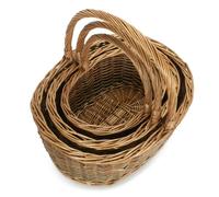 Red Hamper Oval Unpeeled Willow Shopping Basket - Small