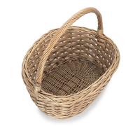 Red Hamper Oval Wicker Braid Border Shopping Basket in Brown Red Hamper Brown