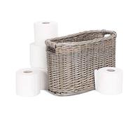 Wicker Oval Toilet Roll Storage Basket Red Hamper Brown One Size