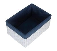 Red Hamper Paper Rope Rectangular Storage Basket with Navy Blue Cotton Lining in White | Size: Small Red Hamper White S