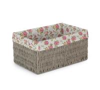 Red Hamper Paper Rope Storage Basket with Garden Rose Cotton Lining in Grey | Size: XL Red Hamper Grey XL