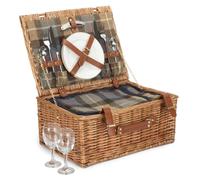 Ravenstor 2 Person Fitted Wicker Picnic Basket Red Hamper Blue 2 Person