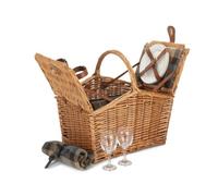 2 Person Ravenstor Slope-Sided Fitted Wicker Picnic Basket Red Hamper Blue 2 Person