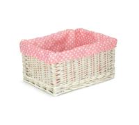 Red Hamper Pink Spotty Lined Wicker Storage Basket - Extra Large