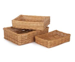 Red Hamper Pt048-50 Wicker Rectangular Straight-Sided Tray Set Of 3