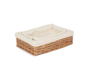 Red Hamper Pt048L-50L Wicker Lined Rectangular Straight-Sided Tray Set Of 3