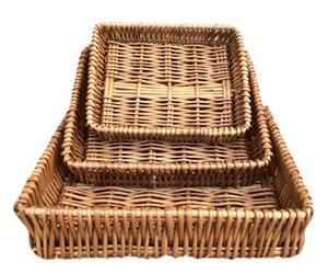 Red Hamper Pt063-065 Wicker Shallow Tray Set Of 3