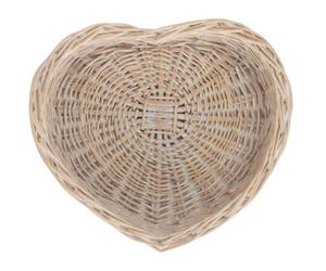 Red Hamper Pt073 Wicker Small White Wash Heart Shaped Tray