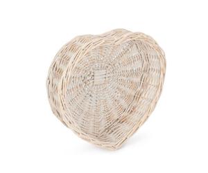 Red Hamper Pt074 Wicker Medium White Wash Heart Shaped Tray
