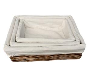 Red Hamper Pt077L-079L Wicker Lined Antique Wash Rectangular Straight-Sided Tray Set Of 3