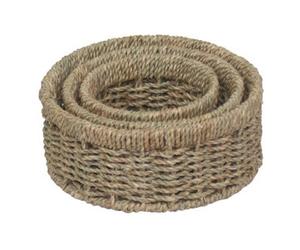 Red Hamper Pt091 Set Of 3 Round Seagrass Tray