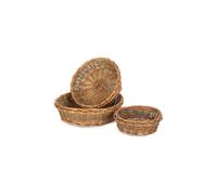 Red Hamper Pt105-107 Wicker Set Of 3 Unpeeled Willow Round Tray