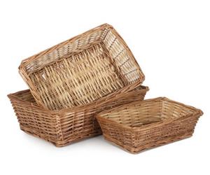 Red Hamper Pt120-122 Wicker Tapered Split Willow Tray Set Of 3