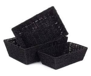 Red Hamper Pt123-125 Paper Set Of 3 Black Paper Rope Tray