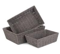 Red Hamper Pt148-150 Paper Set Of 3 Grey Paper Rope Serving Tray