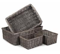 Red Hamper Pt166 Wicker Set Of 4 Antique Wash Finish Wicker Tray