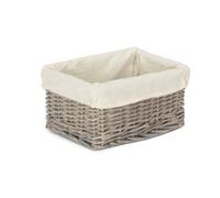 Red Hamper Pt176L Small Wicker Grey Wash Lined Storage Tray