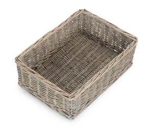 Red Hamper Pt177 Medium Wicker Grey Wash Storage Tray