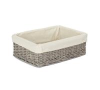 Red Hamper Pt177L Medium Wicker Grey Wash Lined Storage Tray