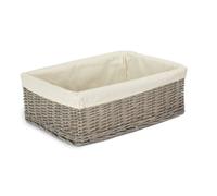 Red Hamper Pt178L Large Wicker Grey Wash Lined Storage Tray