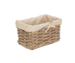 Red Hamper Ra002L/1 Rattan Small Rectangular Cordura Lined Grey Rattan Storage Basket