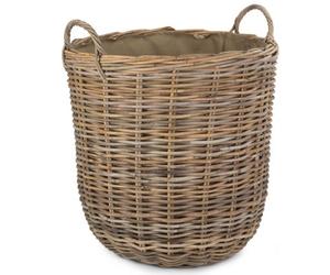 Red Hamper Ra010L/2 Rattan Large Hessian Lined Tall Round Fireside Rattan Log Basket