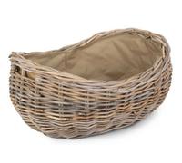 Red Hamper Ra026/2 Rattan Large Boat Shaped Rattan Log Basket With Hessian Lining