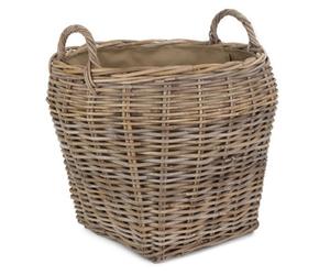 Red Hamper Ra027 Amphora Rattan Log Basket With Hessian Lining