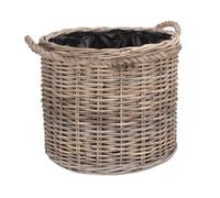 Red Hamper Ra029/1 Rattan Medium Rope Handled Rattan Round Planter With Plastic Lining