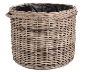Red Hamper Ra029/2 Rattan Large Rope Handled Rattan Round Planter With Plastic Lining