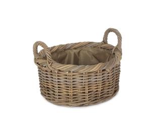 Red Hamper Ra041 Small Oval Rattan Storage Basket With Cordura Lining