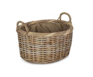 Red Hamper Ra042 Rattan Medium Oval Rattan Storage Basket With Cordura Lining