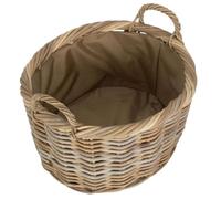 Red Hamper Rattan Large Oval Rattan Storage Log Basket With Cordura Lining in Brown Red Hamper Brown