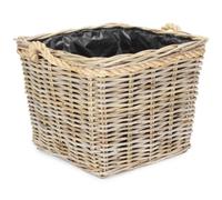 Red Hamper Ra049/1 Square Small Tapered Rope Handled Rattan Planter With Plastic Lining
