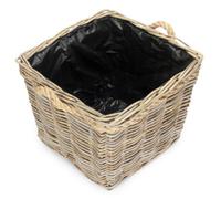Red Hamper Ra049/2 Square Medium Tapered Rope Handled Rattan Planter With Plastic Lining