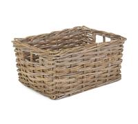 Red Hamper Rattan Rectangular Grey Rattan Storage Baskets | Size: Medium Red Hamper Grey M