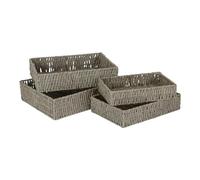 Red Hamper Rectangular Grey Straight-sided Paper Rope Trays - Set of 4