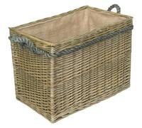 Red Hamper Rectangular Rope Handled Wicker Log Basket - Brown - Large