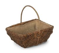 Red Hamper Rectangular Unpeeled Willow Garden Trug With Hessian Lining - Large - Unpeeled