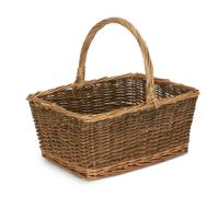 Red Hamper Rectangular Unpeeled Willow Shopping Basket - Brown - Wicker - 1